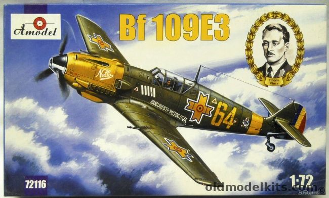 Amodel 1/72 Messerschmitt Bf-109 E3 - With Decals For 5 Romanian Aircraft Including Ace Tiberiu Vinca, 72116 plastic model kit