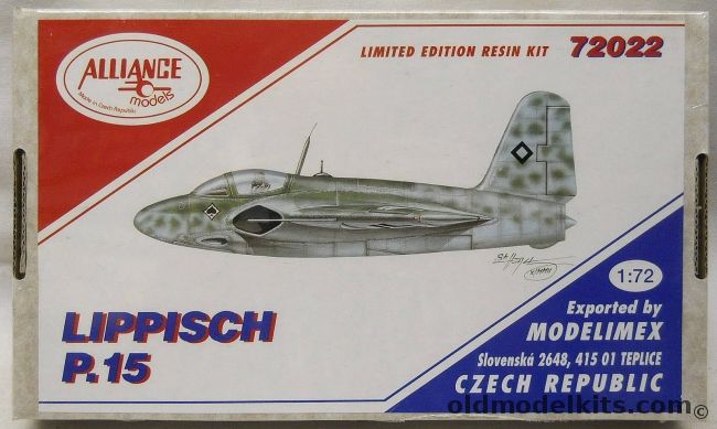 Alliance 1/72 Lippisch P.15 - (P15), 72022 plastic model kit