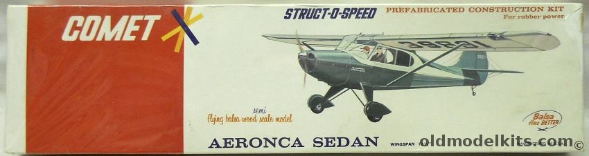 Comet Aeronca Sedan Struct-O-Speed - 13.25 Inch Wingspan Flying Balsa Airplane, 2301 plastic model kit