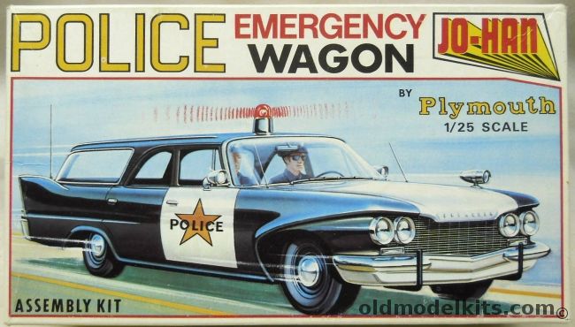 Jo-Han 1/25 Police Emergency Wagon By Plymouth - 1960 Plymouth Station Wagon, C-5100 plastic model kit